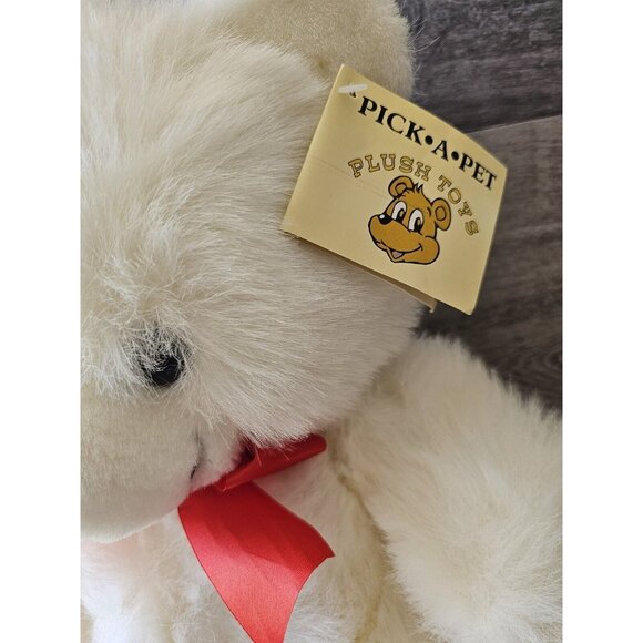 Vtg Brooklyn Doll Toy 16" White Teddy Bear Red Ribbon Pick a Pet Plush New - Picture 3 of 10
